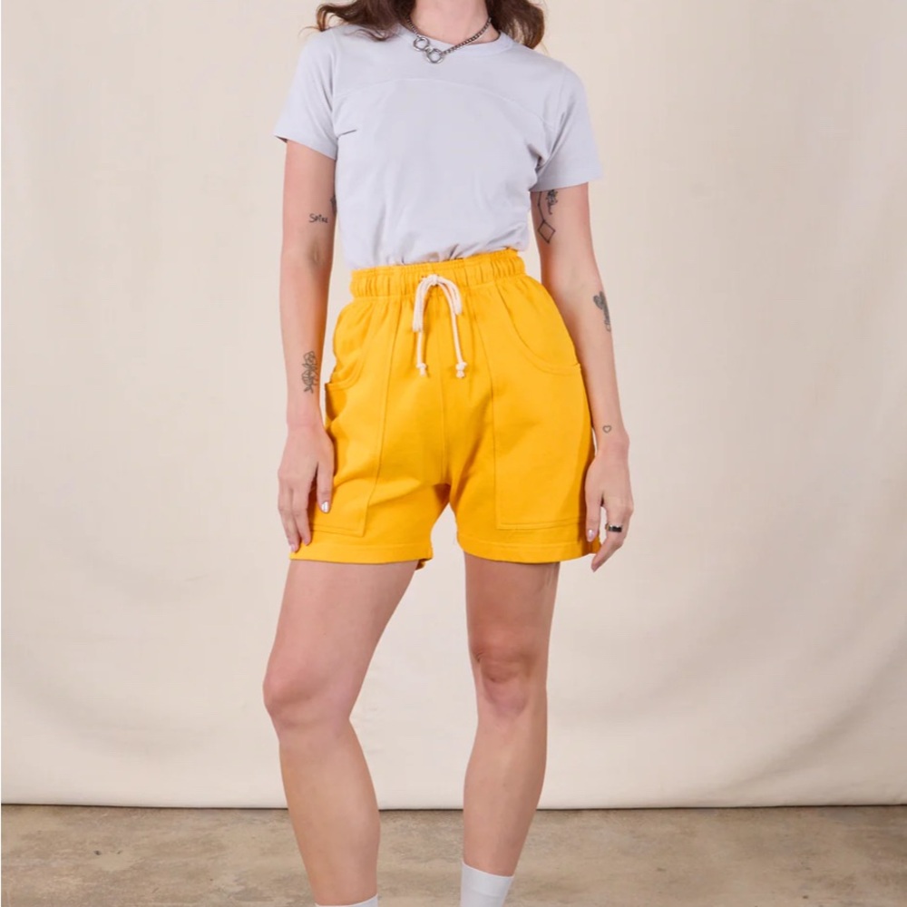 Big Bud Press Yellow Athletic Shorts with Elastic Waist